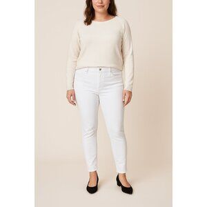 Loft Curvy‎ Skinny Mid Rise White Jeans